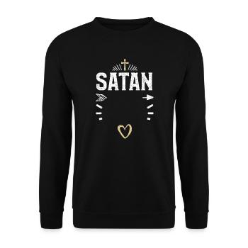 Satan - Jesus - Unisex Pullover - Schwarz - Vorne - Alina (178cm) & Michal (187cm)