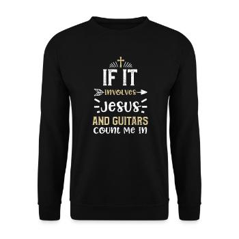 If It Involves Jesus And Guitars... - Unisex Pullover - Schwarz - Vorne - Alina (178cm) & Michal (187cm)