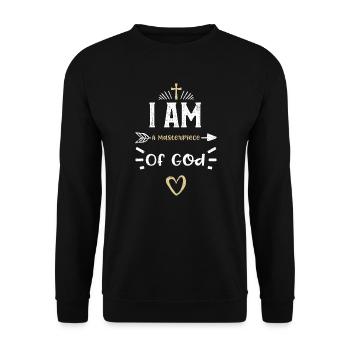 I Am A Masterpiece Of God - Jesus - Unisex Sweatshirt - black - Front - Alina (178cm) & Michal (187cm)
