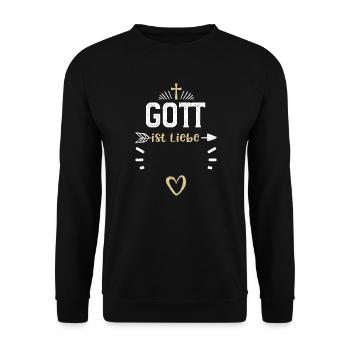 Gott ist Liebe - Jesus - Unisex Pullover - Schwarz - Vorne - Alina (178cm) & Michal (187cm)