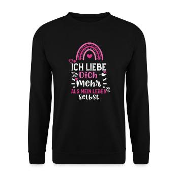 Ich liebe Dich mehr als mein Leb... - Unisex Pullover - Schwarz - Vorne - Alina (178cm) & Michal (187cm)