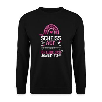 Scheiß Auf Den Valentinstag Ich... - Unisex Pullover - Schwarz - Vorne - Alina (178cm) & Michal (187cm)