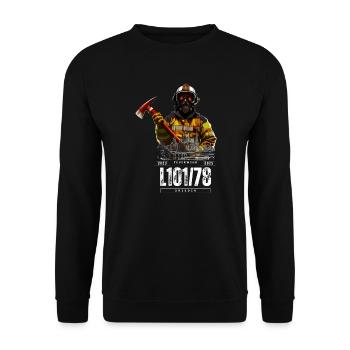 Feuerwehr Motiv (einseitig) - Unisex Pullover - Schwarz - Vorne - Alina (178cm) & Michal (187cm)