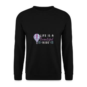 Heißluftballon & Ballon Fahrer Geschenk - Unisex Pullover - Schwarz - Vorne - Alina (178cm) & Michal (187cm)