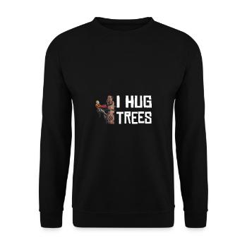 Motorsäge I Hug Trees Holzfäller Kettensäge - Unisex Pullover - Schwarz - Vorne - Alina (178cm) & Michal (187cm)