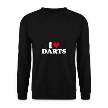 I Love Darts Dart Darten - Unisex Pullover - Schwarz - Vorne - Alina (178cm) & Michal (187cm)