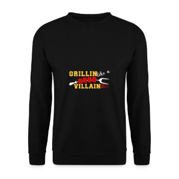 Lustiger Grill-Spruch I Grillen Motiv - Unisex Pullover - Schwarz - Vorne - Alina (178cm) & Michal (187cm)