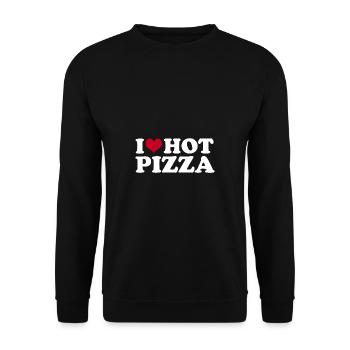 I Love Hot Pizza - Unisex Pullover - Schwarz - Vorne - Alina (178cm) & Michal (187cm)