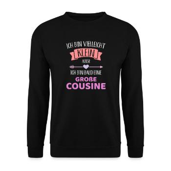 Große Cousine - Unisex Pullover - Schwarz - Vorne - Alina (178cm) & Michal (187cm)