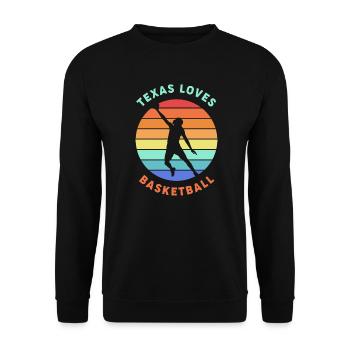 Texas basketball design for proud Texas fans - Unisex Sweatshirt - black - Front - Alina (178cm) & Michal (187cm)