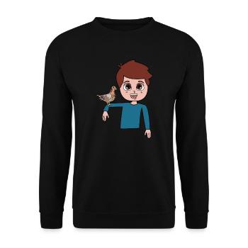 Taubenjungen-Design für Taubenliebhaber - Unisex Pullover - Schwarz - Vorne - Alina (178cm) & Michal (187cm)