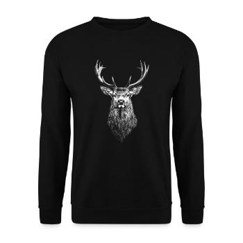 Cerf Portrait Animal sauvage Forêt Animal Cerf - Sweat-shirt Unisexe - noir - Devant - Alina (178cm) & Michal (187cm)