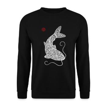 Koi Carp Pattern White - Unisex Sweatshirt - black - Front - Alina (178cm) & Michal (187cm)