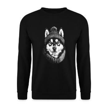 Husky bobble chapeau Sibérien Husky chien chien - Sweat-shirt Unisexe - noir - Devant - Alina (178cm) & Michal (187cm)