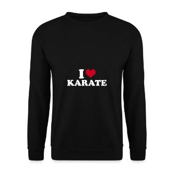 I Love Karate - Unisex Pullover - Schwarz - Vorne - Alina (178cm) & Michal (187cm)