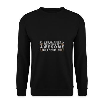 Lustiger Schmied Spruch & Schmieden - Unisex Pullover - Schwarz - Vorne - Alina (178cm) & Michal (187cm)