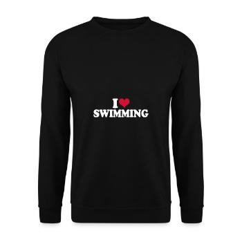 Schwimmen I Love Swimming Schwimmer - Unisex Pullover - Schwarz - Vorne - Alina (178cm) & Michal (187cm)