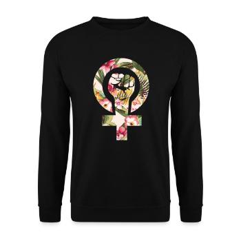 Femisten fleurs de poing - féministe - femmes - Sweat-shirt Unisexe - noir - Devant - Alina (178cm) & Michal (187cm)