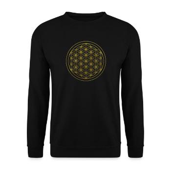 Flower of Life No.1 gold - Unisex Sweatshirt - black - Front - Alina (178cm) & Michal (187cm)