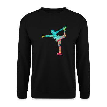Eiskunstlauf PopArt - Unisex Pullover - Schwarz - Vorne - Alina (178cm) & Michal (187cm)