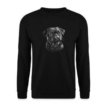Mops Portrait Hunde Hund - Unisex Pullover - Schwarz - Vorne - Alina (178cm) & Michal (187cm)