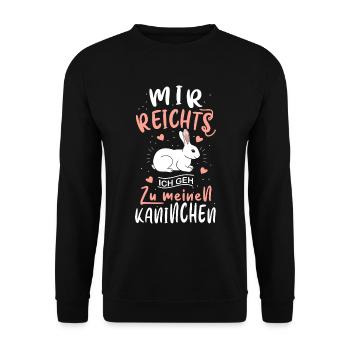 Mir reichts ich geh zu meinen Kaninchen - Unisex Pullover - Schwarz - Vorne - Alina (178cm) & Michal (187cm)