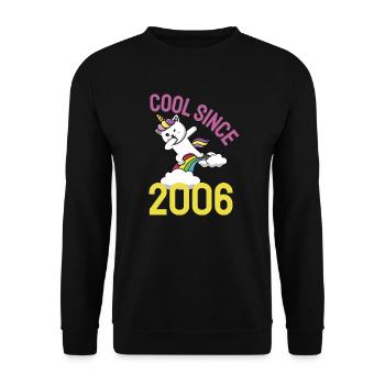 Cool since 2006 Dabbing cat 16th birthday - Unisex Sweatshirt - black - Front - Alina (178cm) & Michal (187cm)