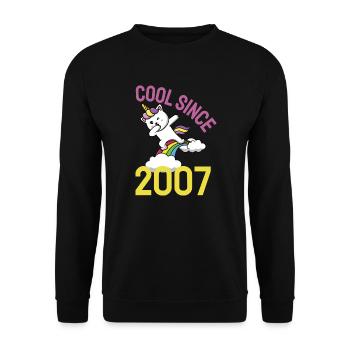 Cool seit 2007 Dabbing Katze 15. Geburtstag - Unisex Pullover - Schwarz - Vorne - Alina (178cm) & Michal (187cm)