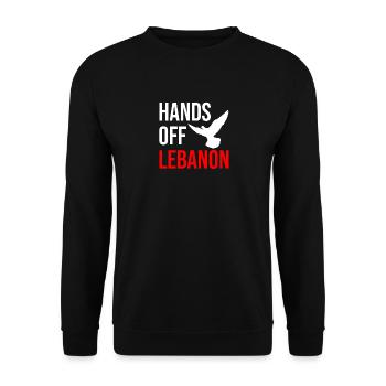 HANDS OFF LEBANON - Unisex Pullover - Schwarz - Vorne - Alina (178cm) & Michal (187cm)