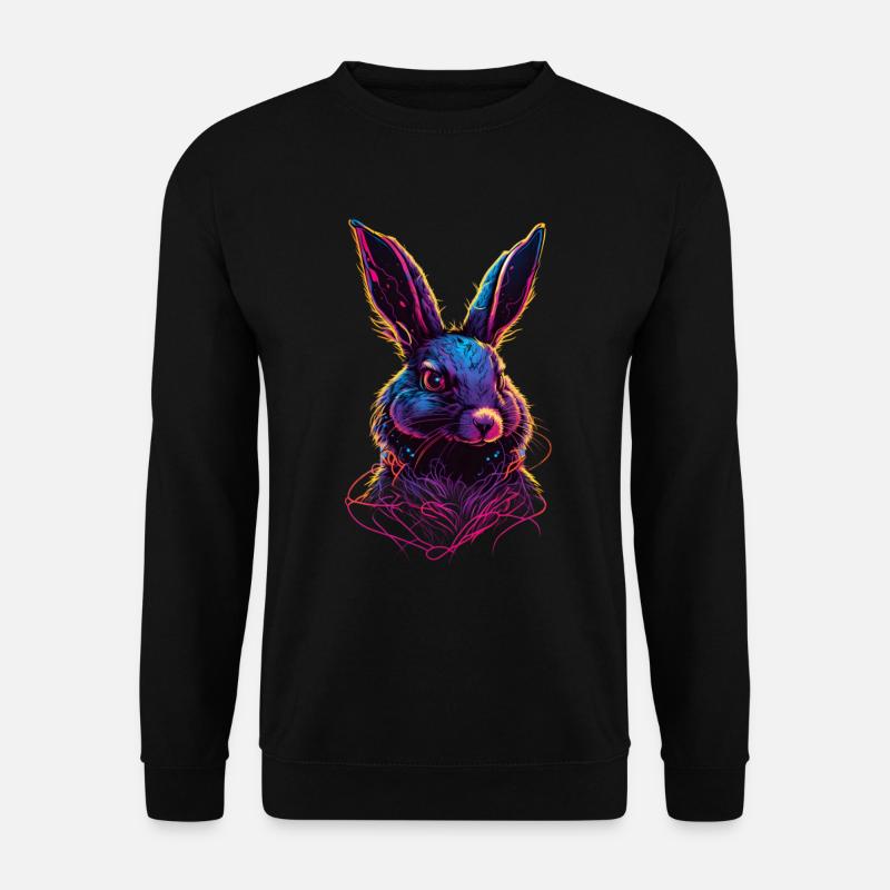 Rabbit Synthwave 80 s gift - Unisex Sweatshirt - black