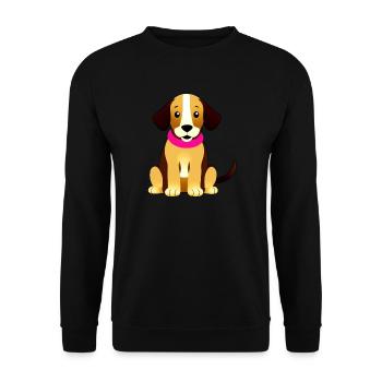 Brauner süßer Hund, sitzend - Unisex Pullover - Schwarz - Vorne - Alina (178cm) & Michal (187cm)
