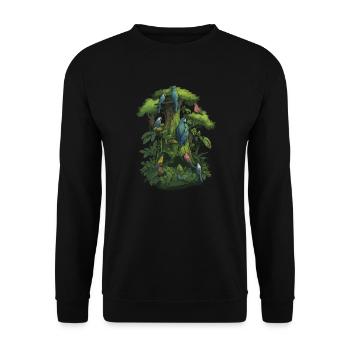 Parrot Bird Macaw Grey Parrot Tree - Unisex Sweatshirt - black - Front - Alina (178cm) & Michal (187cm)