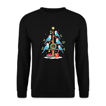 Budgie Bird Christmas Tree Christmas - Unisex Sweatshirt - black - Front - Alina (178cm) & Michal (187cm)