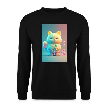 Bunte Katze - Unisex Pullover - Schwarz - Vorne - Alina (178cm) & Michal (187cm)