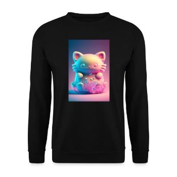 Bunte Katze - Unisex Pullover - Schwarz - Vorne - Alina (178cm) & Michal (187cm)