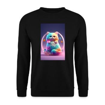 Bunte Katze - Unisex Pullover - Schwarz - Vorne - Alina (178cm) & Michal (187cm)