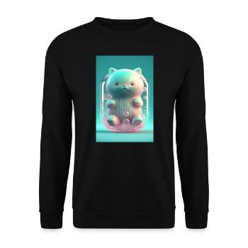 Color cat with mustache - Unisex Sweatshirt - black - Front - Alina (178cm) & Michal (187cm)