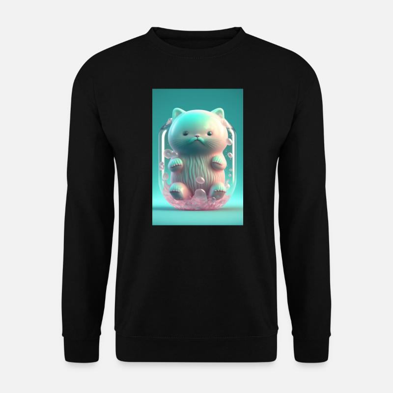Farbkatze mit Schnurrbart - Unisex Pullover - Schwarz