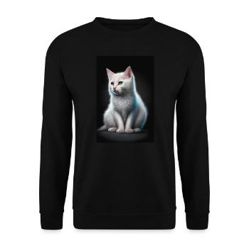 White cat - Unisex Sweatshirt - black - Front - Alina (178cm) & Michal (187cm)