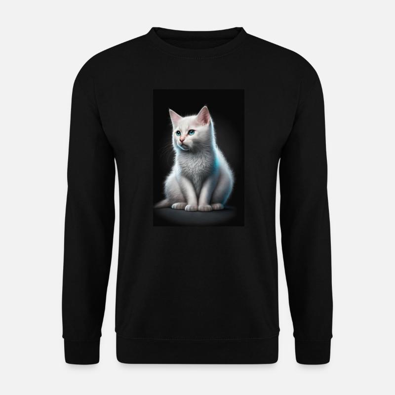 White cat - Unisex Sweatshirt - black