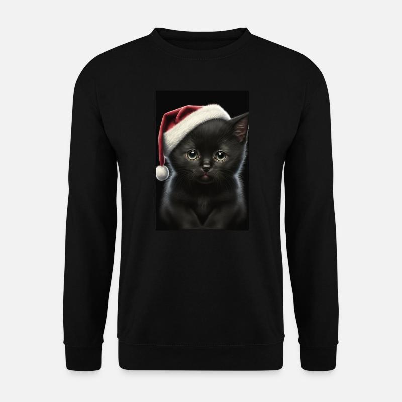 Schwarzes Kätzchen Weihnachten - Unisex Pullover - Schwarz