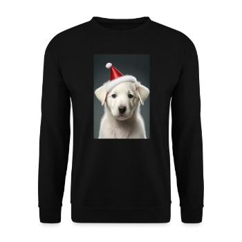 Chiot blanc noël - Sweat-shirt Unisexe - noir - Devant - Alina (178cm) & Michal (187cm)