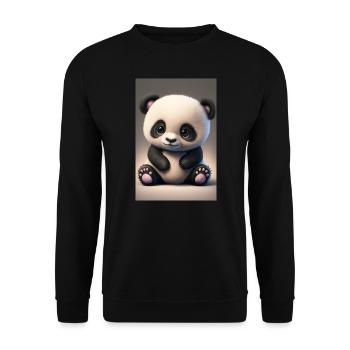 Süßes Baby-Panda - Unisex Pullover - Schwarz - Vorne - Alina (178cm) & Michal (187cm)