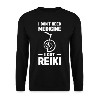 Reiki Heilenergie | Achtsamkeit Esoterik Geschenk - Unisex Pullover - Schwarz - Vorne - Alina (178cm) & Michal (187cm)