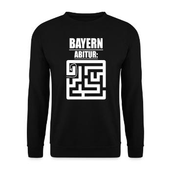 Abitur Abschluss Prüfung Sprüche lustig Abi Bayern - Unisex Pullover - Schwarz - Vorne - Alina (178cm) & Michal (187cm)