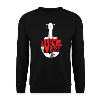 UKE YOU! Punk lebt, auch mit Ukulele! - Unisex Pullover - Schwarz - Vorne - Alina (178cm) & Michal (187cm)