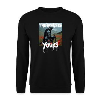 THE WORLD IS YOURS x FALLEN KNIGHT - Unisex Pullover - Schwarz - Vorne - Alina (178cm) & Michal (187cm)