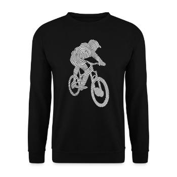 Mountain Bike Downhill Fingerprint Mountain Bike - Unisex Sweatshirt - black - Front - Alina (178cm) & Michal (187cm)