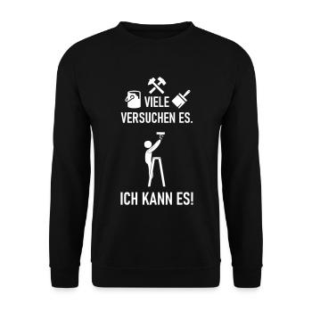 Ich kann es als Maler und Verputzer - Unisex Pullover - Schwarz - Vorne - Alina (178cm) & Michal (187cm)