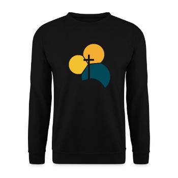 Kreuz Bibel Christlich - Unisex Pullover - Schwarz - Vorne - Alina (178cm) & Michal (187cm)